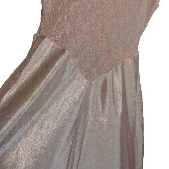 Cinema Etoile Nightgown S Pink Long Satin Lace Top Drop Waist Sexy Shimmer READ - Picture 6 of 13